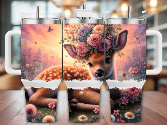 Baby Deer Sunset 40oz Tumbler Wrap: Free Graphics for Crafters