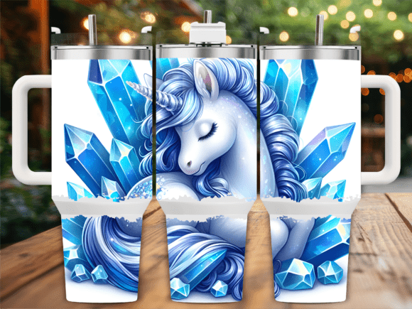 Blue Crystal Unicorn Tumbler Wrap Graphics & Freebies