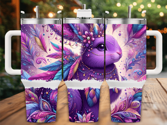 Boho Purple Bunny Feathers: Graphics & Freebies