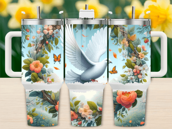 Christmas Dove Fireplace Graphics & Tumbler Wraps