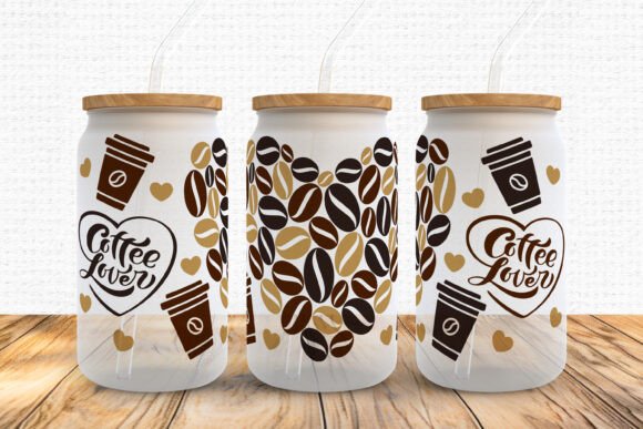Coffee Lover Libbey Glass Wrap SVG Graphic Templates