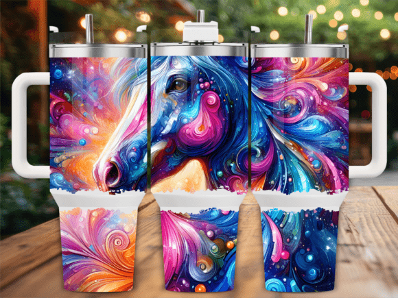 Colorful Abstract Horse Art 40oz Tumbler Freebies Graphics