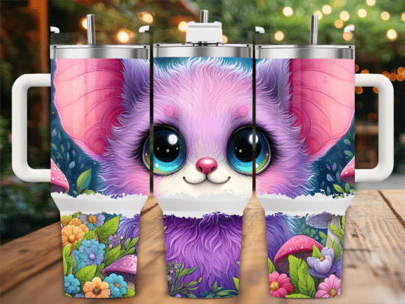 Cute Fantasy Animal Flowers Tumbler Wraps Graphics