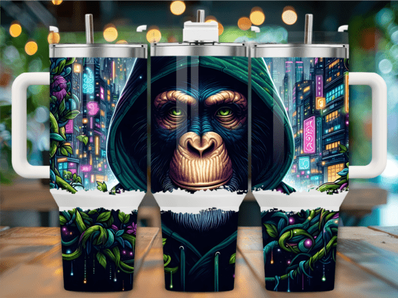 Cyberpunk Monkey in Hoodie 40oz Tumbler Graphics Freebie Review