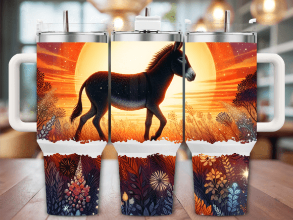 Donkey Sunset Silhouette 40oz Tumbler Graphics for Crafters