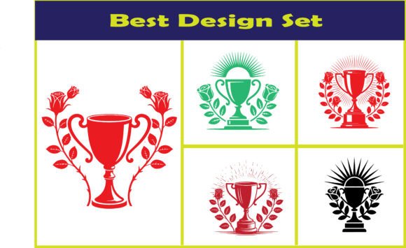 Floral Trophy Cup SVG Bundle for Crafts & Graphics