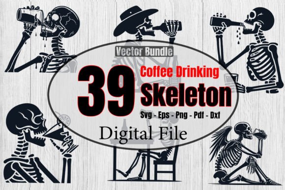 Funny Drinking Skeleton Skull SVG for Crafts & Graphics