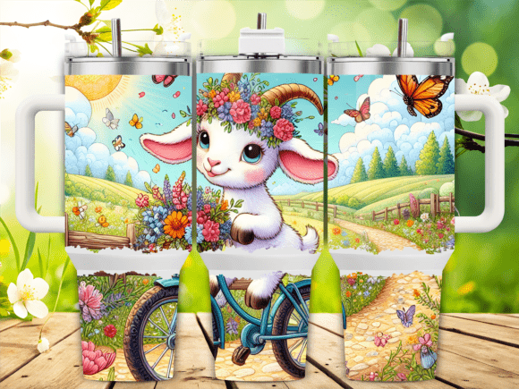 Goat with Flowers Bicycle 40oz Tumbler Graphics Review