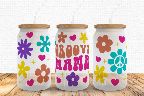 Groovy Mama SVG Glass Wrap Graphics for Templates