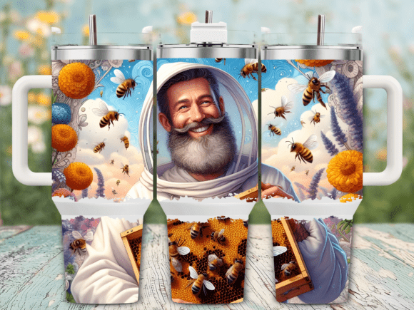 Happy Beekeeper with Bees 40oz Tumbler Graphics Wrap Review