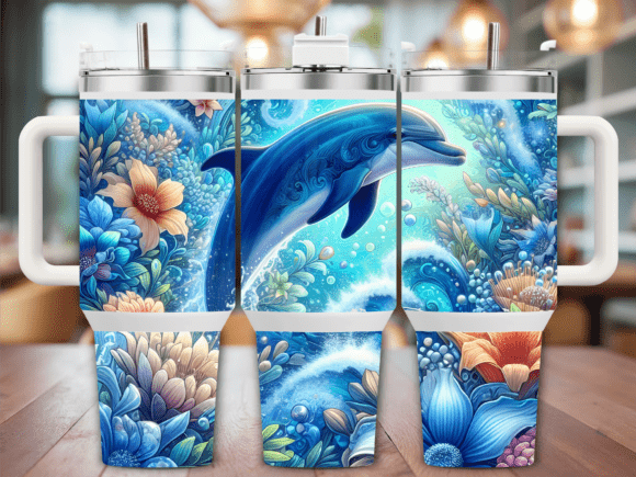 Happy Dolphin Ocean Life 40oz Tumbler Graphics & Wraps