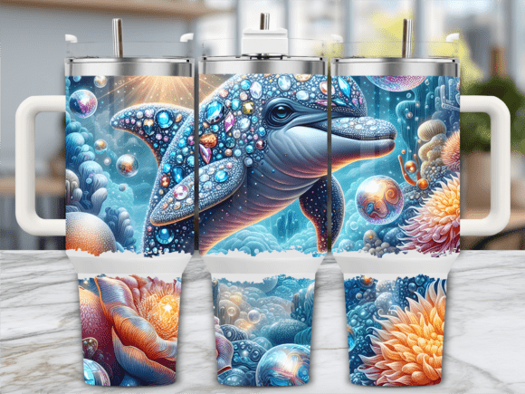 Jeweled Dolphin Coral Reef Tumbler Graphics