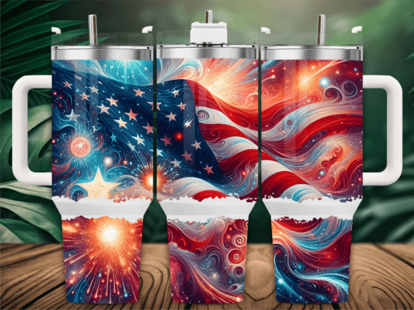 Patriotic Fireworks Flag 40oz Tumbler Graphics Freebies