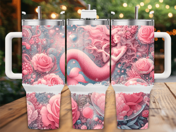 Pink Floral Mermaid Fantasy 40oz Tumbler Review