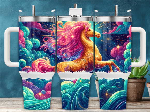 Pink Mane Fantasy Seahorse 40oz Tumbler