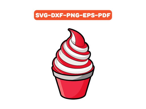 Red and White Swirled Ice Cream Graphics for Crafts