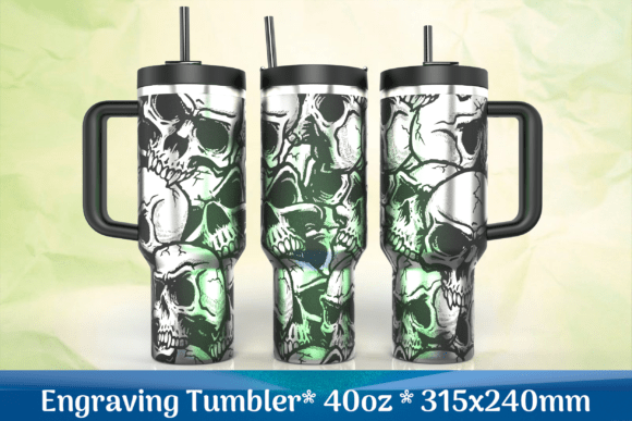 Seamless Skulls Engraving SVG Tumbler Graphics for Laser Engraving
