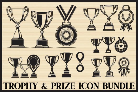 Trophy and Award Medal Icon Bundle for Graphics and Crafts