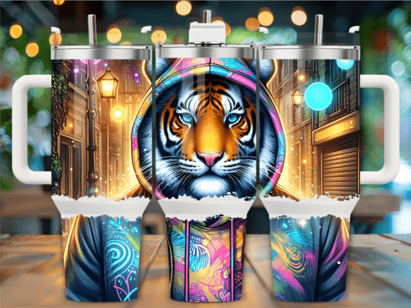 Urban Tiger Neon Lights 40oz Tumbler Graphics & Freebies
